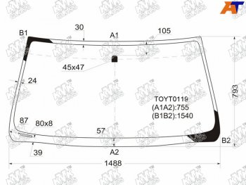 4 799 р. Стекло лобовое TOYOTA LAND CRUISER PRADO 35DLEXUS GX470 02-09                                      KMK TOYT0119  с доставкой в г. Кемерово. Увеличить фотографию 1