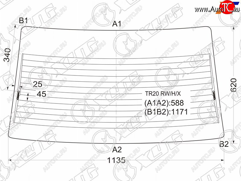 8 749 р. Стекло заднее (Цвет зеленый Обогрев) Toyota Estima 90-99  Estima Emina 92-99  Estima Lucida 92-99 XYG TR20 RW/H  с доставкой в г. Кемерово