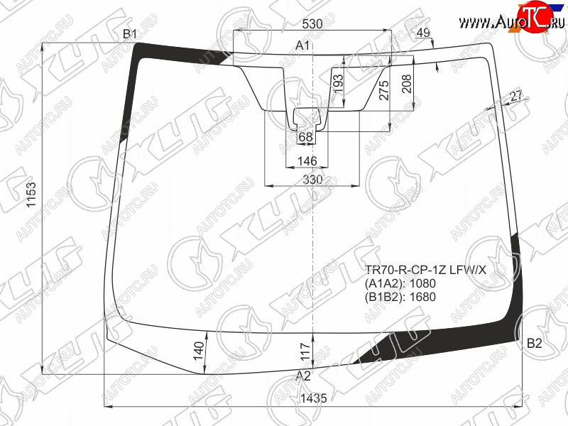 10 849 р. Стекло лобовое (Камера) Toyota Noah 14-17  Voxy 14-17  Esquire 14-17 XYG TR70-R-CP-1Z LFW/X  с доставкой в г. Кемерово