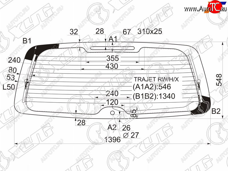 12 449 р. Стекло заднее (Цвет зеленый Обогрев) Hyundai Trajet 99-08 XYG TRAJET RW/H/X  с доставкой в г. Кемерово