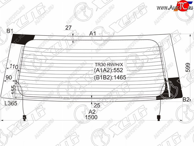 11 249 р. Стекло заднее (Цвет зеленый Обогрев) Toyota Estima 00-05  Previa 00-07 XYG TR30 RW/H/X  с доставкой в г. Кемерово