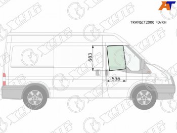 3 079 р. Стекло боковое опускное (Спереди Справа Цвет зеленый) Ford Transit 00-14                           XYG TRANSIT2000 FD/RH  с доставкой в г. Кемерово. Увеличить фотографию 1