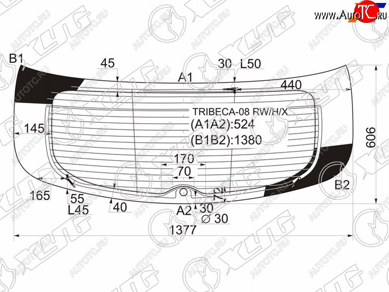 13 199 р. Стекло заднее (Цвет зеленый Обогрев Антенна) Subaru B9 Tribeca 07-14  Tribeca 07-14 XYG TRIBECA-08 RW/H/X  с доставкой в г. Кемерово