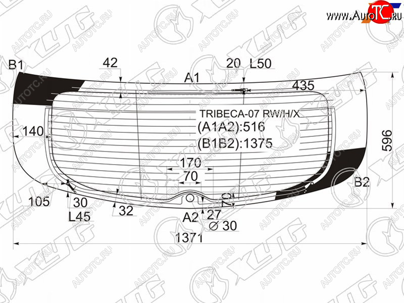 16 649 р. Стекло заднее (Цвет зеленый Обогрев Антенна) Subaru B9 Tribeca 04-07 XYG TRIBECA-07 RW/H/X  с доставкой в г. Кемерово