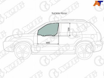 2 789 р. Стекло боковое опускное (Спереди Слева Цвет зеленый) Hyundai Tucson 04-09 XYG TUCSON FD/LH  с доставкой в г. Кемерово. Увеличить фотографию 1