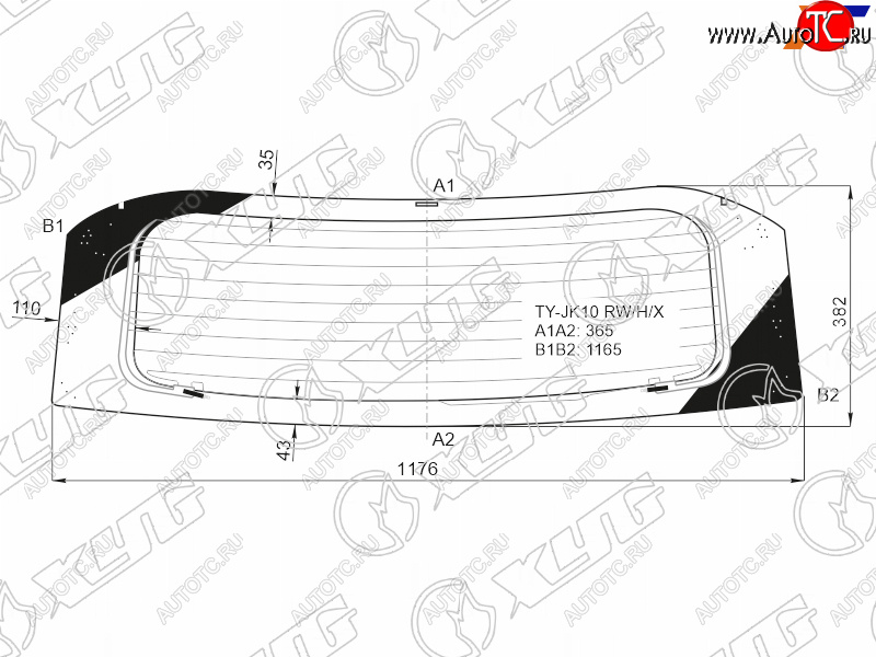8 299 р. Стекло заднее (Цвет зеленый Обогрев) Toyota Aqua 11-21 XYG TY-JK10 RW/H/X  с доставкой в г. Кемерово
