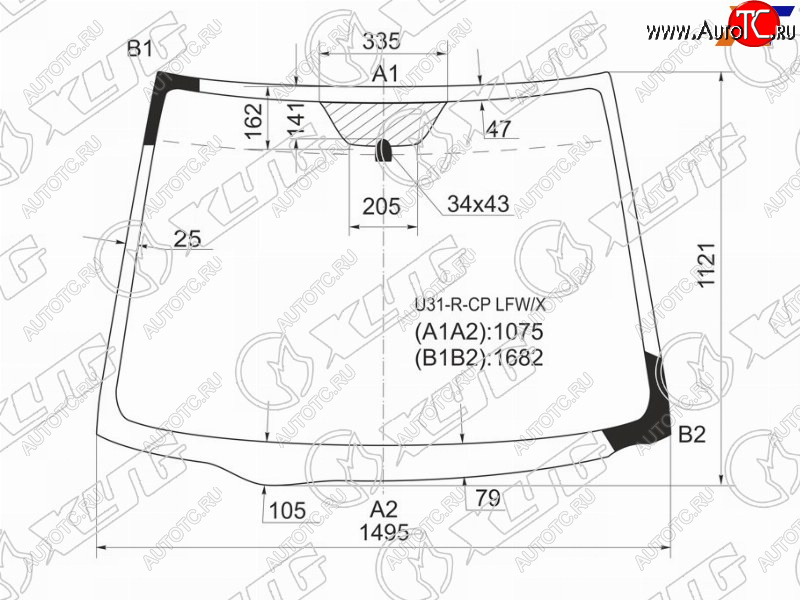10 999 р. Стекло лобовое NISSAN PRESAGE 03-10                                                                  XYG U31-R-CP LFW/X  с доставкой в г. Кемерово