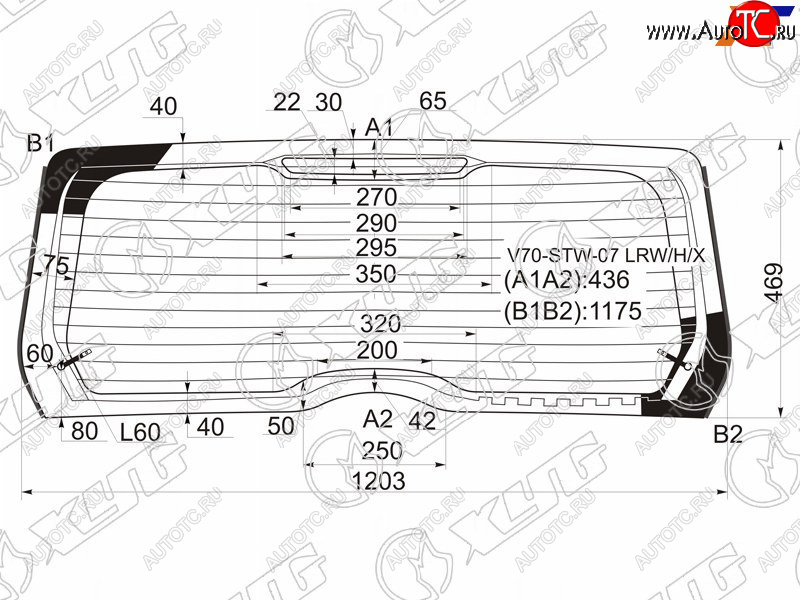 24 699 р. Стекло заднее (Цвет зеленый Триплекс Обогрев) Volvo V70 07-16  XC70 07-16 XYG V70-STW-07 LRW/H/X  с доставкой в г. Кемерово