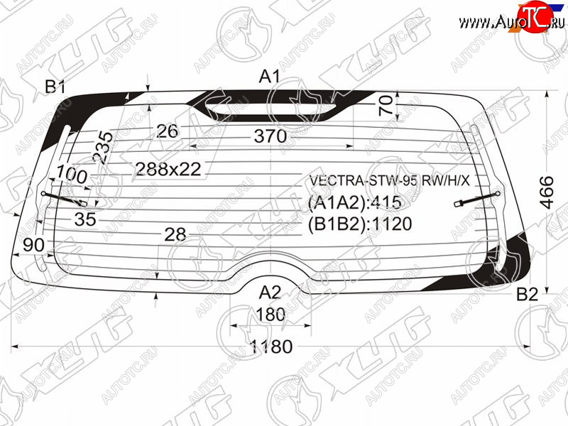 11 699 р. Стекло заднее (Цвет зеленый Обогрев 5D WGN) Opel Vectra 95-03 XYG VECTRA-STW-95 RW/H/X  с доставкой в г. Кемерово