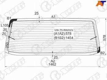 Стекло заднее (Цвет зеленый Обогрев) Volkswagen Transporter 03-15  Multivan 03-15 XYG VW-T5 RW/H/X