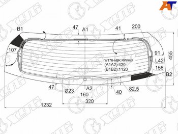 Стекло заднее (Цвет зеленый Обогрев Антенна) Mercedes-Benz A-Class 12-18 XYG W176-HBK RW/H/X