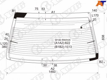 9 749 р. Стекло заднее (Цвет зеленый Обогрев Антенна) Mercedes-Benz S-Class 91-99 XYG W140 RW/H/X  с доставкой в г. Кемерово. Увеличить фотографию 1