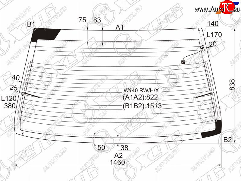9 749 р. Стекло заднее (Цвет зеленый Обогрев Антенна) Mercedes-Benz S-Class 91-99 XYG W140 RW/H/X  с доставкой в г. Кемерово