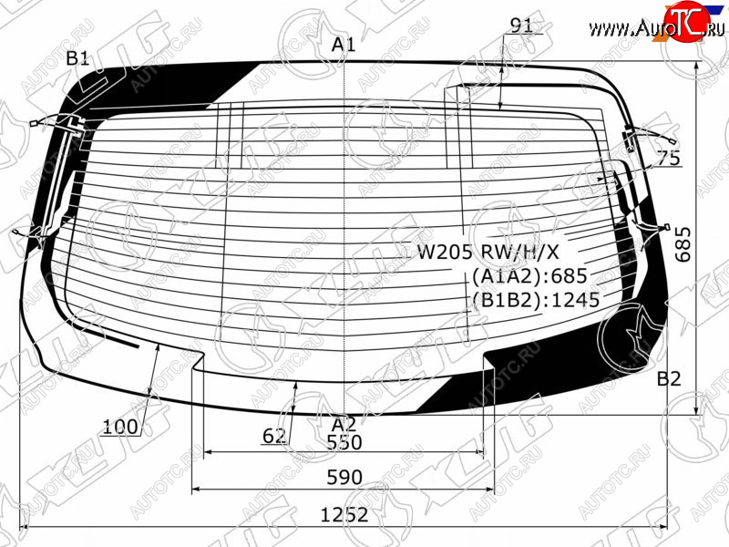 10 999 р. Стекло заднее (Цвет зеленый Обогрев Антенна) Mercedes-Benz C-Class 13-21 XYG W205 RW/H/X  с доставкой в г. Кемерово