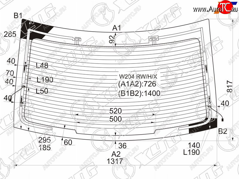 9 749 р. Стекло заднее (Цвет зеленый Обогрев Антенна) Mercedes-Benz C-Class 07-15 XYG W204 RW/H/X  с доставкой в г. Кемерово