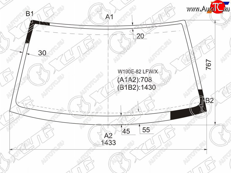 5 999 р. Стекло лобовое MERCEDES-BENZ 190 W201 82-84                                                          XYG W190E-82 LFW/X  с доставкой в г. Кемерово