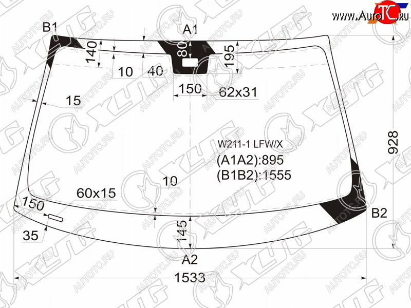 8 999 р. Стекло лобовое (Датчик дождя Панорамная крыша 4D SED5D WGN) Mercedes-Benz E-Class 02-09 XYG W211-1 LFW/X  с доставкой в г. Кемерово