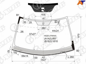 10 199 р. Стекло лобовое (Обогрев щеток Датчик дождя Молдинг) Mercedes-Benz S-Class 98-02 XYG W220 LFW/H/X  с доставкой в г. Кемерово. Увеличить фотографию 1