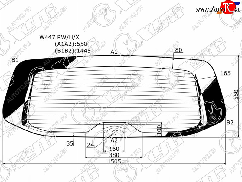 10 849 р. Стекло заднее (Цвет зеленый Обогрев) Mercedes-Benz V-Class 14-  Vito 14-20 XYG W447 RW/H/X  с доставкой в г. Кемерово