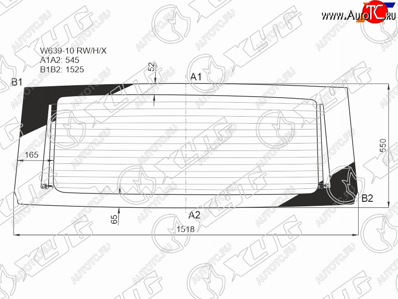 9 749 р. Стекло заднее (Цвет зеленый Обогрев) Mercedes-Benz Viano 10-14  Vito 10-14 XYG W639-10 RW/H/X  с доставкой в г. Кемерово
