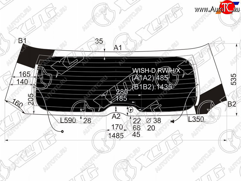 9 749 р. Стекло заднее (Затемненное Обогрев) Toyota Wish 03-09 XYG WISH-D RW/H/X  с доставкой в г. Кемерово