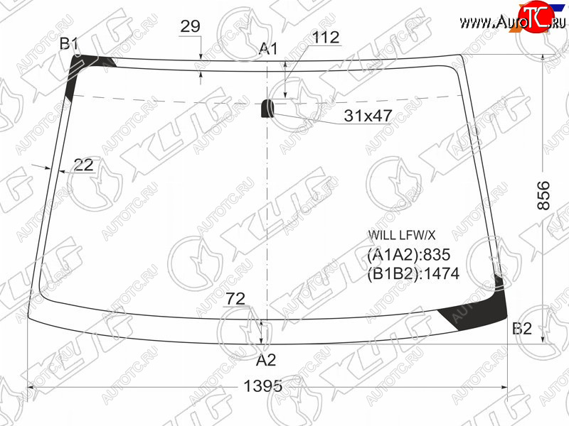 8 649 р. Стекло лобовое TOYOTA WILL VS 01-04 XYG WILL LFW/X  с доставкой в г. Кемерово