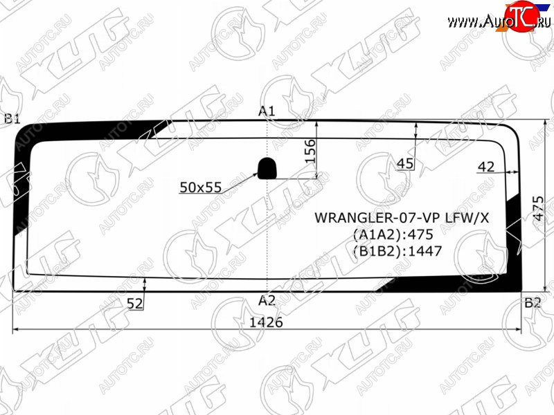 3 399 р. Стекло лобовое Jeep Wrangler 06-18 XYG WRANGLER-07-VP LFW/X  с доставкой в г. Кемерово