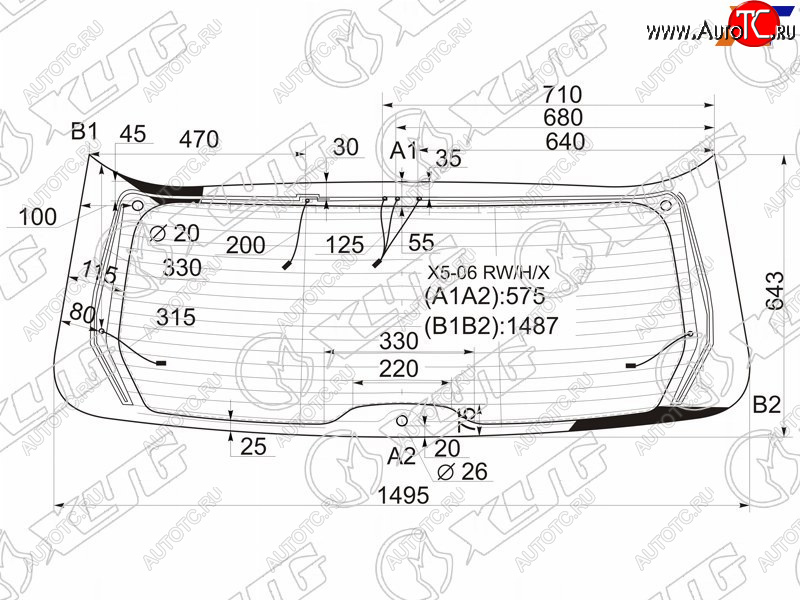 12 299 р. Стекло заднее (Цвет зеленый Обогрев Антенна) BMW X5 06-13 XYG X5-06 RW/H/X  с доставкой в г. Кемерово