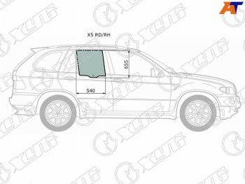1 799 р. Стекло боковое опускное (Сзади Справа Цвет зеленый) BMW X5 99-06 XYG X5 RD/RH  с доставкой в г. Кемерово. Увеличить фотографию 1