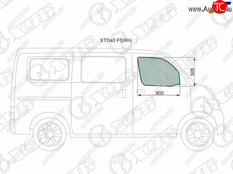 929 р. Стекло боковое опускное (Спереди Справа Цвет зеленый) Daihatsu Grand Max 07-19  Toyota Lite Ace 0 XYG XTD40 FD/RH  с доставкой в г. Кемерово