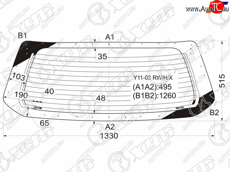 7 499 р. Стекло заднее (Цвет зеленый Обогрев) Nissan AD 02-08  Wingroad 01-05  Mazda Familia 98-08 XYG Y11-03 RW/H/X  с доставкой в г. Кемерово