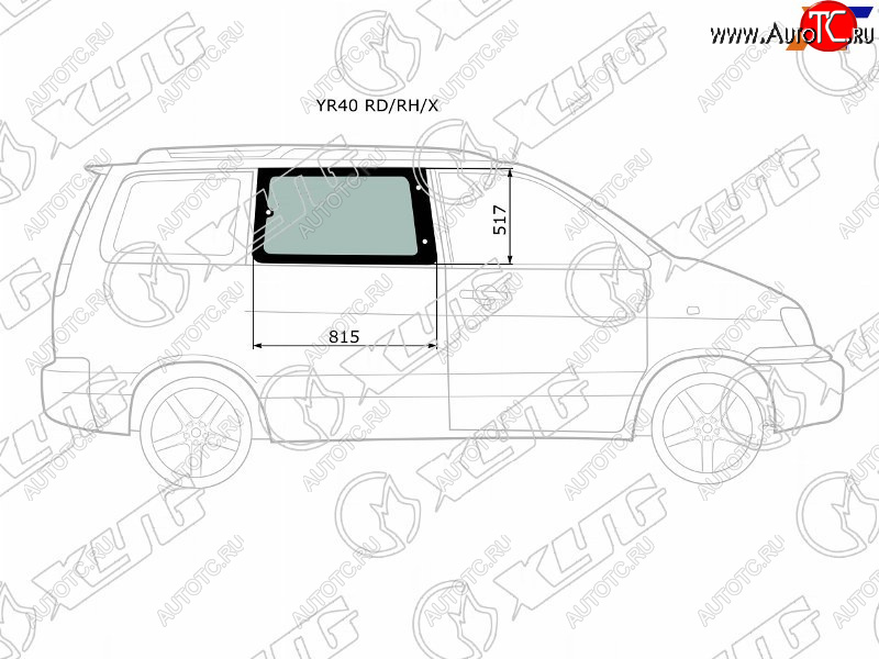 3 199 р. Стекло кузова боковое (не опускное) (Справа Цвет зеленый) Toyota Lite Ace 96-07  Lite Ace Noah 96- XYG YR40 RD/RH/X  с доставкой в г. Кемерово