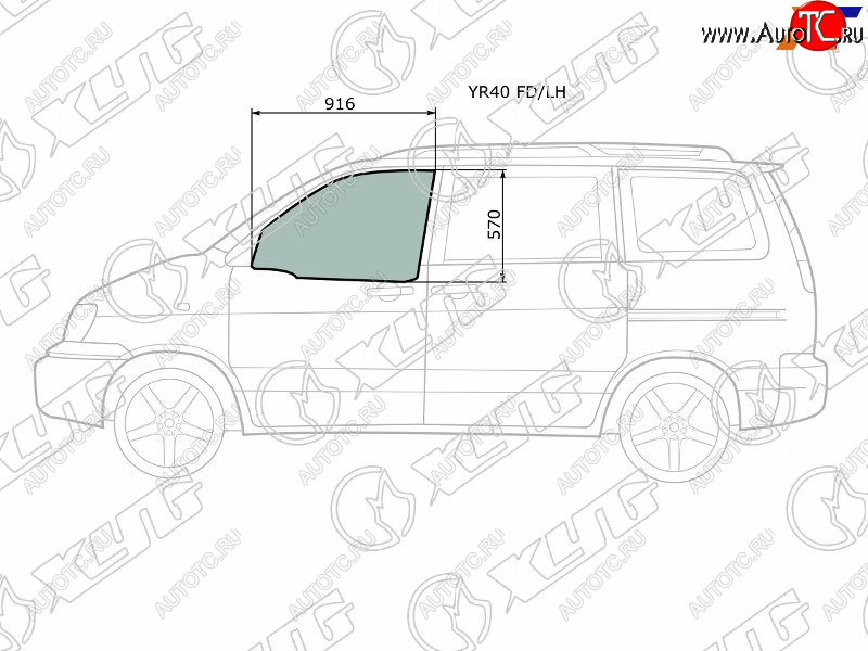 2 899 р. Стекло боковое опускное (Спереди Слева Цвет зеленый) Toyota Lite Ace 96-07  Lite Ace Noah 96-01  XYG YR40 FD/LH  с доставкой в г. Кемерово