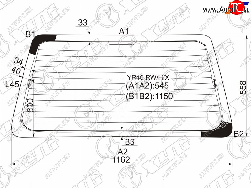 8 799 р. Стекло заднее (Цвет зеленый Обогрев) Toyota Lite Ace 96-07  Lite Ace Noah 96-01  Town Ace 96-08  XYG YR46 RW/H/X  с доставкой в г. Кемерово