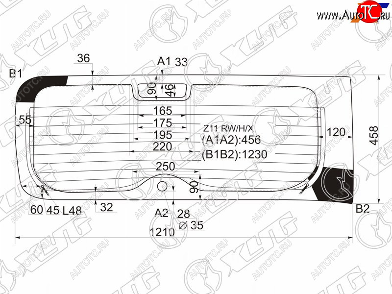 9 599 р. Стекло заднее с обогревом NISSAN CUBE 02-08                                                          XYG Z11 RW/H/X  с доставкой в г. Кемерово
