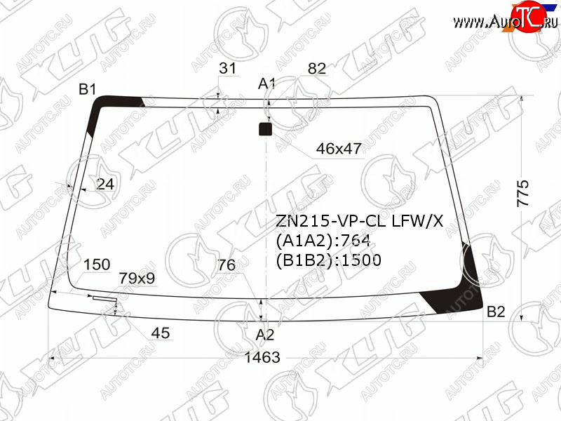 4 999 р. Стекло лобовое Toyota Hilux Pick Up 04-15  4Runner 02-09  Fortuner 04-15  Hilux Surf 02-09 XYG ZN215-VP-CL LFW/X  с доставкой в г. Кемерово