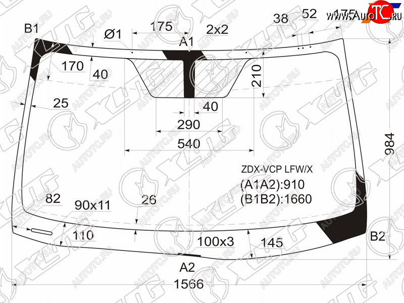 10 999 р. Стекло лобовое Acura ZDX 09-13 XYG ZDX-VCP LFW/X  с доставкой в г. Кемерово