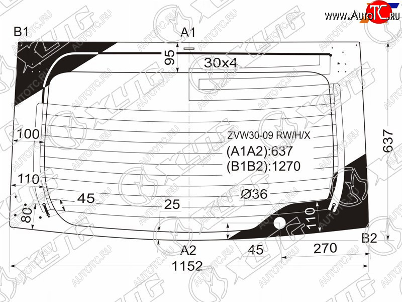 8 799 р. Стекло заднее (Цвет зеленый Обогрев) Toyota Prius (ZVW30) 09-16  Prius PHV 12-16 XYG ZVW30-09 RW/H/X  с доставкой в г. Кемерово