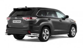 Защита заднего бампера (двойная, уголки d63/51 мм) Toyota Highlander  XU50 (2013-2020) дорестайлинг, рестайлинг
