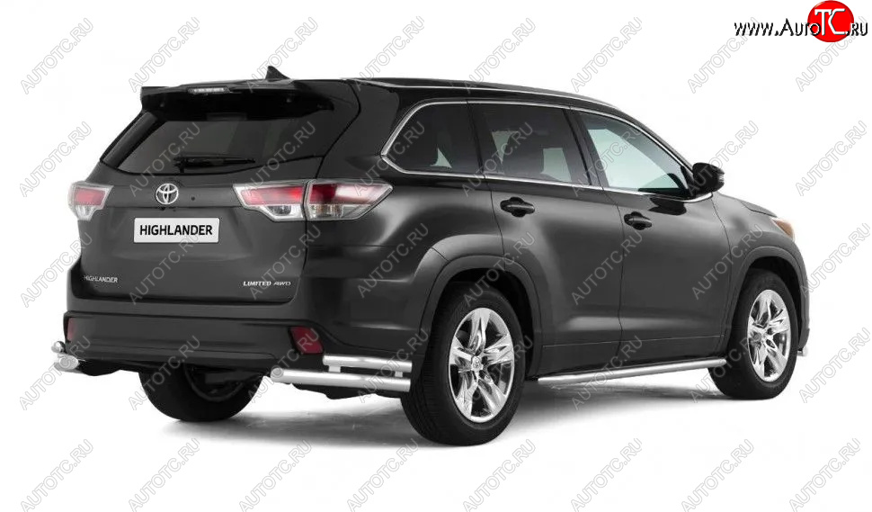 25 269 р. Защита заднего бампера (двойная, уголки d63/51 мм)  Toyota Highlander  XU50 (2013-2020) дорестайлинг, рестайлинг  с доставкой в г. Кемерово