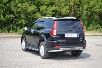 Защита заднего бампера (уголки d63 мм) Petroil Tuning Great Wall Hover H3 (2017-2025) (нержавейка полированна)