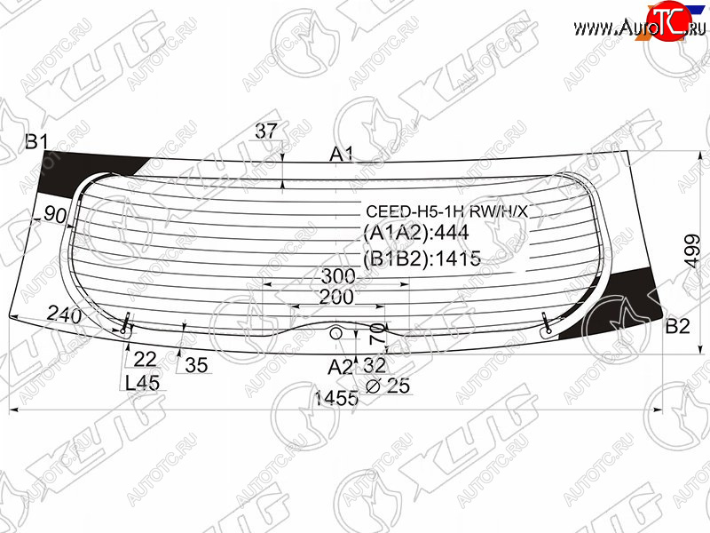 8 499 р. Стекло заднее (Цвет зеленый Обогрев 5D HBK) Kia Ceed 06-12 XYG CEED-H5-1H RW/H/X  с доставкой в г. Кемерово
