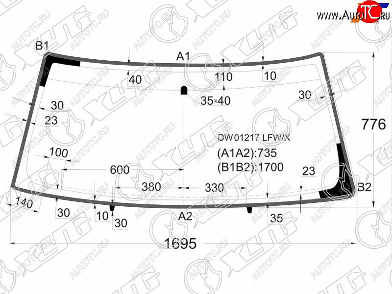 9 349 р. Стекло лобовое (Молдинг) Chevrolet Tahoe 95-07  Cadillac Escalade 99-06  Chevrolet Avalanche 03-06 XYG DW01217 LFW/X  с доставкой в г. Кемерово