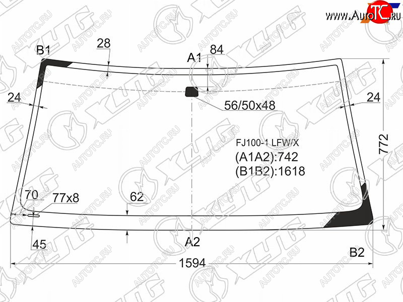 5 849 р. Стекло лобовое Toyota Land Cruiser (J100) 98-07  Lexus LX 98-07  Toyota Land Cruiser Cygnus 98-07 XYG FJ100-1 LFW/X  с доставкой в г. Кемерово