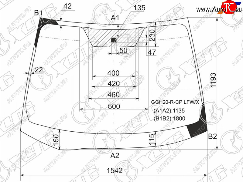 11 899 р. Стекло лобовое Toyota Alphard (H20) 08-15 XYG GGH20-R-CP LFW/X  с доставкой в г. Кемерово