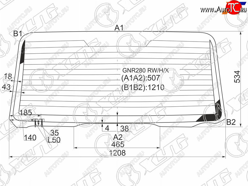 8 449 р. Стекло заднее (Цвет зеленый Обогрев) Toyota 4Runner 09-24 XYG GNR280 RW/H/X  с доставкой в г. Кемерово