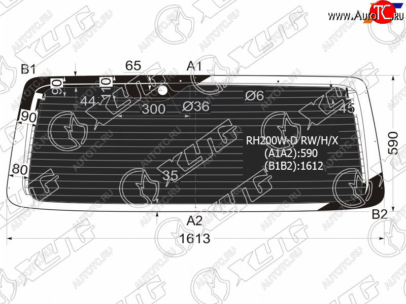 10 399 р. Стекло заднее (Затемненное Обогрев) Toyota Hiace 04-20 XYG RH200W-D RW/H/X  с доставкой в г. Кемерово