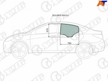 2 399 р. Стекло боковое опускное (Сзади Слева Цвет зеленый) Hyundai Solaris 10-17  Accent 11-17 XYG SOLARIS RD/LH  с доставкой в г. Кемерово. Увеличить фотографию 1
