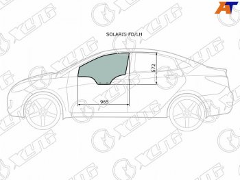 2 499 р. Стекло боковое опускное (Спереди Слева Цвет зеленый) Hyundai Solaris 10-17  Kia Rio 11-17  Hyund XYG SOLARIS FD/LH  с доставкой в г. Кемерово. Увеличить фотографию 1