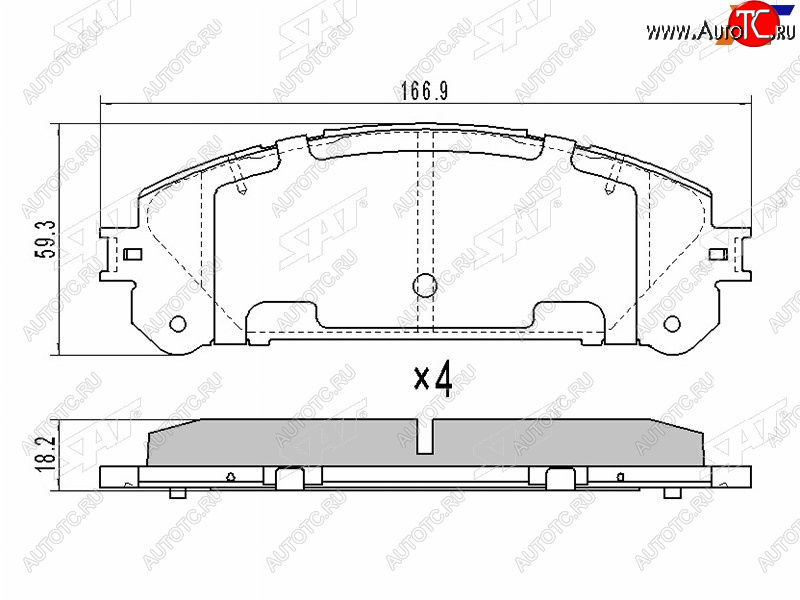 1 299 р. Колодки тормозные перед FL-FR SAT Lexus RX350 AL10 дорестайлинг (2008-2012)  с доставкой в г. Кемерово